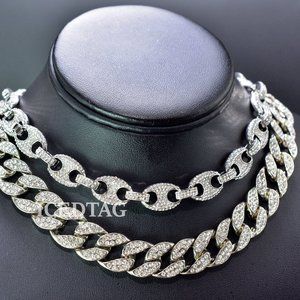 Iced Out White Gold PT Gucci and Miami Necklace